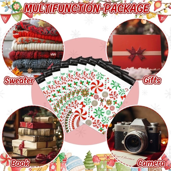 10 Count Polymailer Size Variety Bundle - HOLIDAY CANDY (5/6x9 + 5/10x13) - Picture 7 of 17